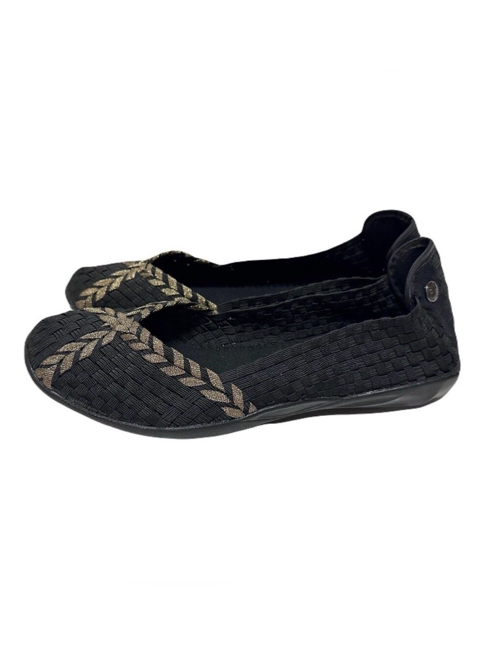 NEW Bernie Mev Catwalk Womens Size 40 / 9 US Black & Bronze Stretch Knit Flats